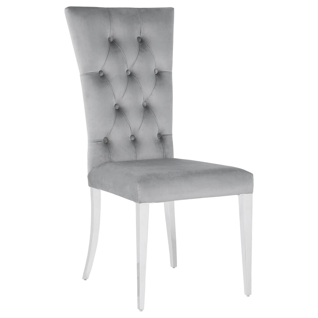 Kerwin Gray/Chrome Tufted Upholstered Side Chair, Set of 2 - 111103 - Bien Home Furniture &amp; Electronics