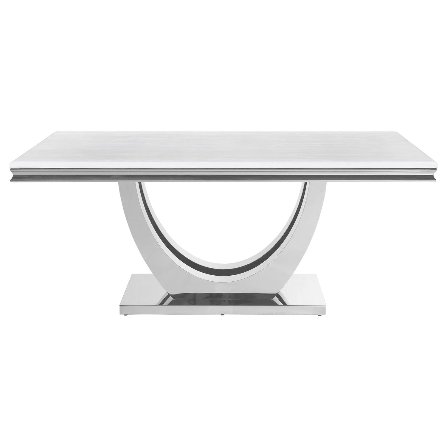 Kerwin White/Chrome Rectangle Faux Marble Top Dining Table - 111101 - Bien Home Furniture &amp; Electronics