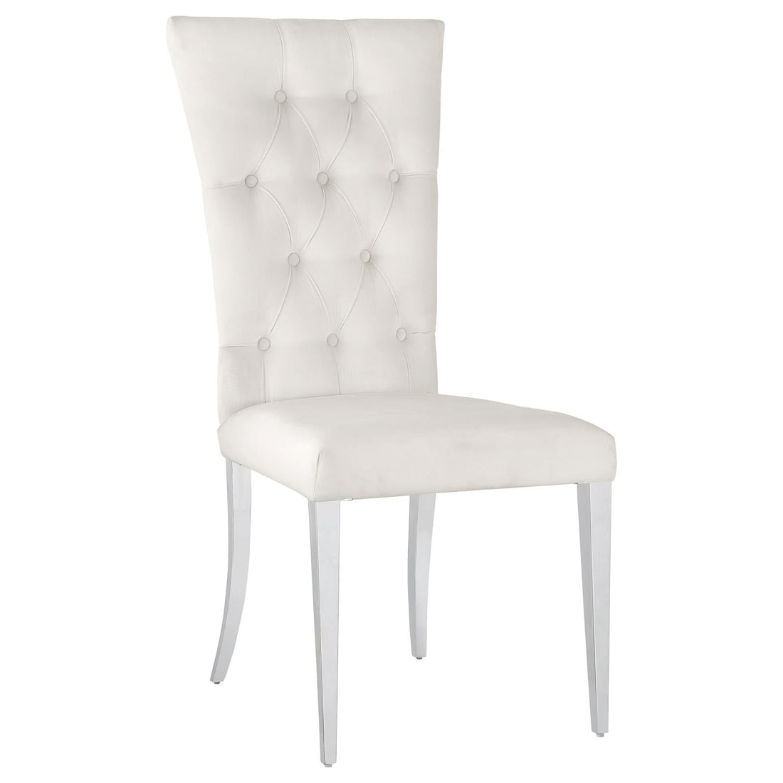 Kerwin White/Chrome Tufted Upholstered Side Chair, Set of 2 - 111102 - Bien Home Furniture &amp; Electronics