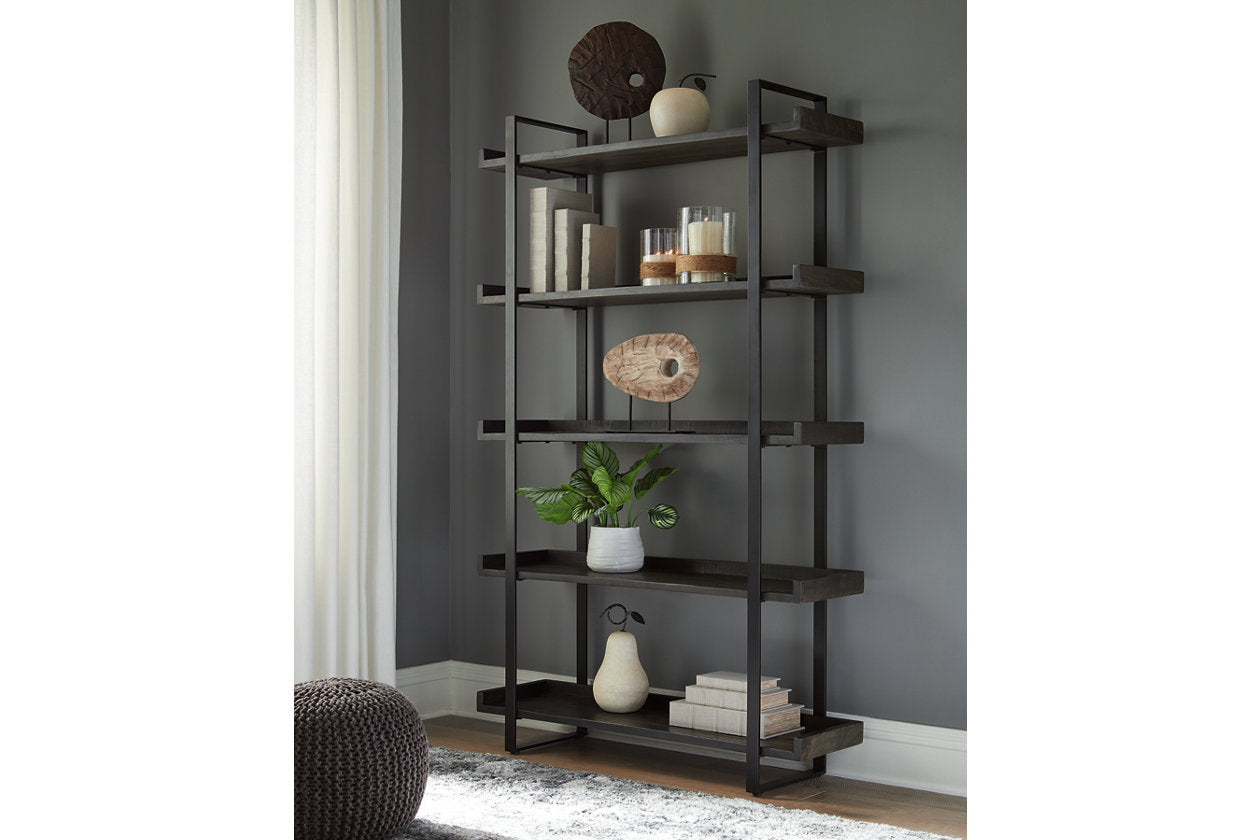 Kevmart Grayish Brown/Black Bookcase - A4000532 - Bien Home Furniture &amp; Electronics