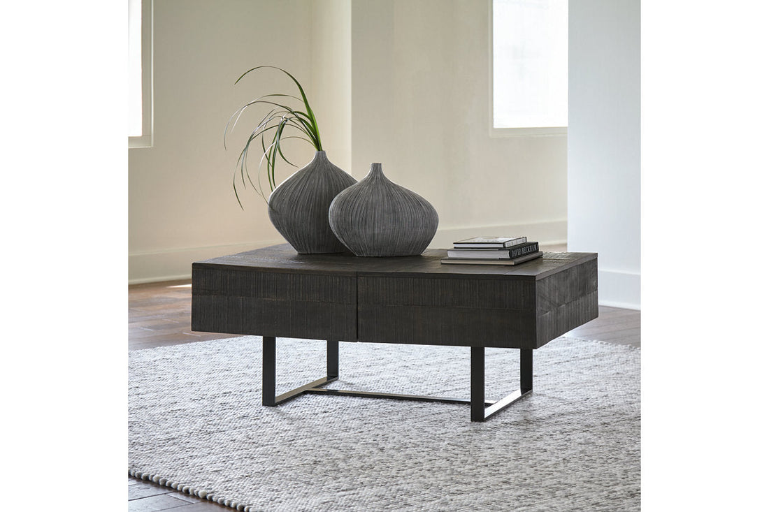 Kevmart Grayish Brown/Black Coffee Table - T828-20 - Bien Home Furniture &amp; Electronics