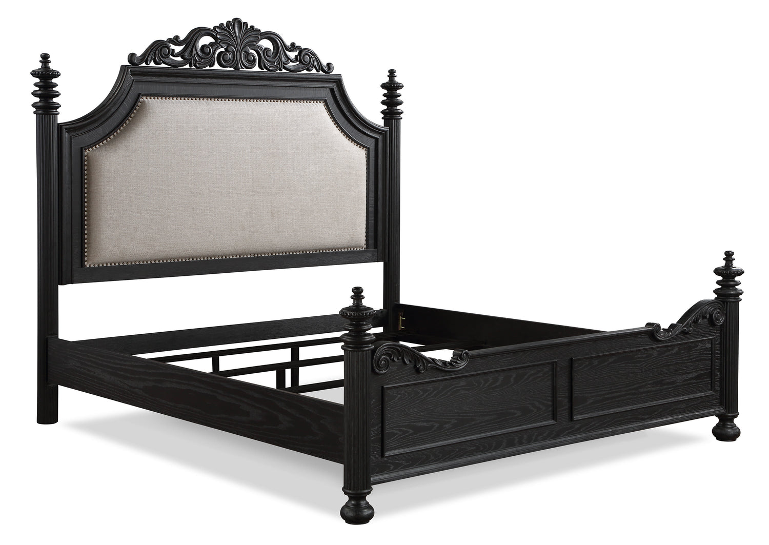 Kingsbury Espresso King Upholstered Panel Bed - SET | B1130-K-HB | B1130-K-FB | B1130-KQ-RAIL | - Bien Home Furniture &amp; Electronics