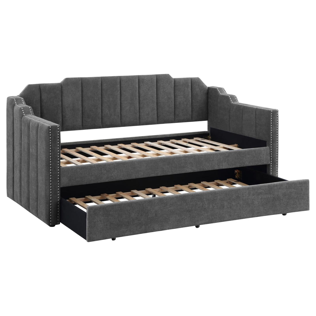 Kingston Charcoal Upholstered Twin Daybed with Trundle - 315962 - Bien Home Furniture &amp; Electronics