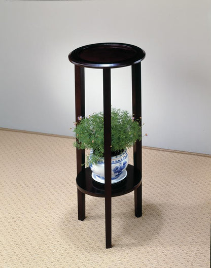 Kirk Espresso Round Accent Table with Bottom Shelf - 900936 - Bien Home Furniture &amp; Electronics