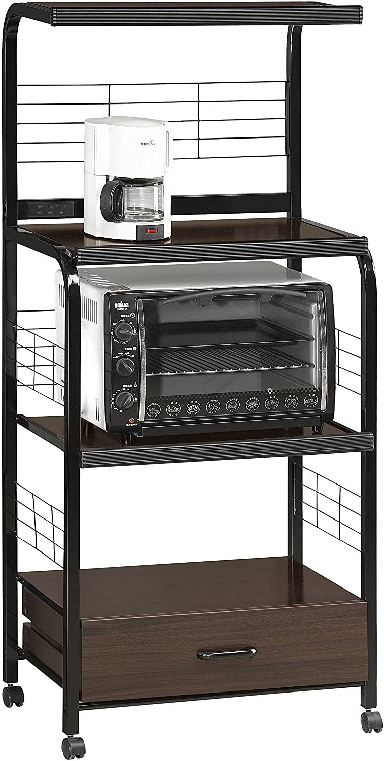 Kitchen Shelf Black/Brown on Casters - 1304-BK - Bien Home Furniture &amp; Electronics