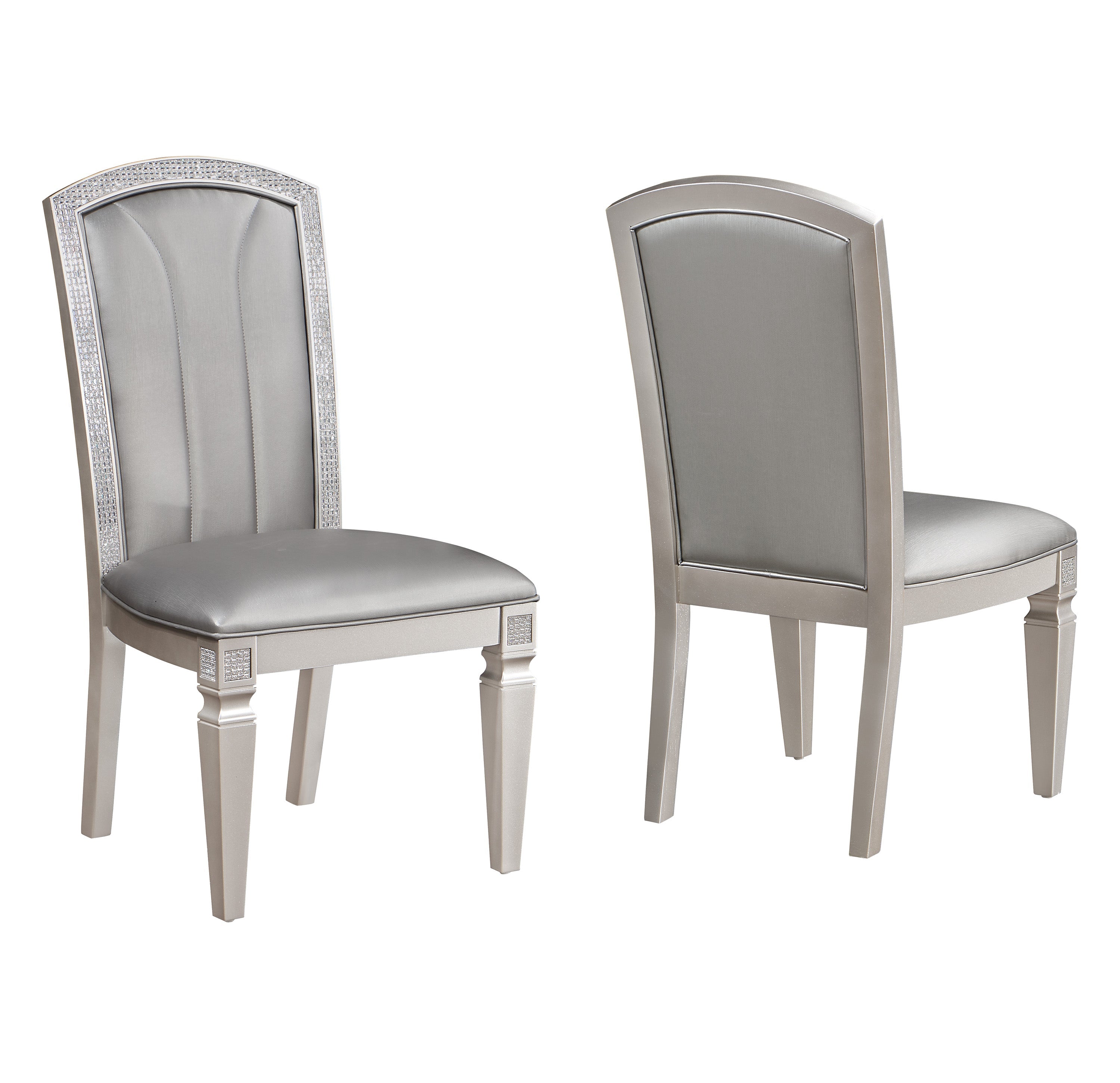 Klina Silver Champagne Double Pedestal Dining Set - SET | 2200T-44108-TOP | 2200T-44108-LEG | 2200S(2) - Bien Home Furniture &amp; Electronics