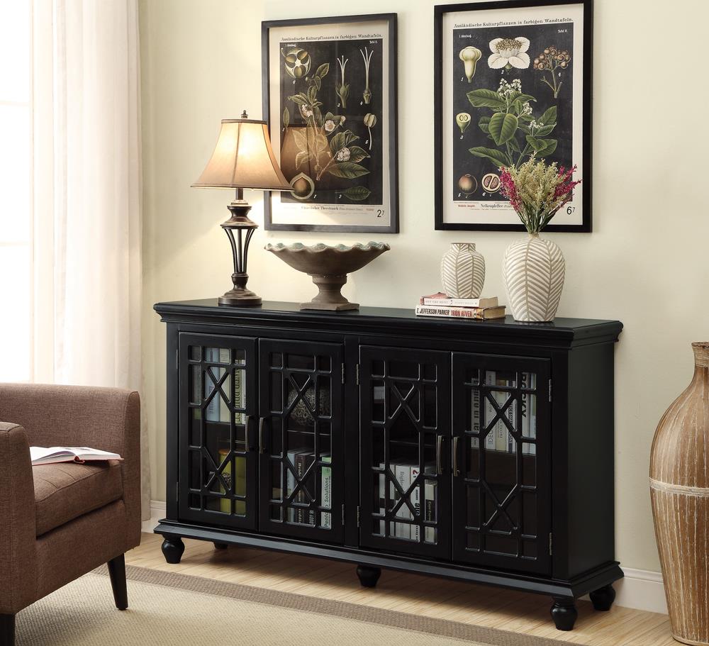 Kovu Black 4-Door Accent Cabinet - 950639 - Bien Home Furniture &amp; Electronics