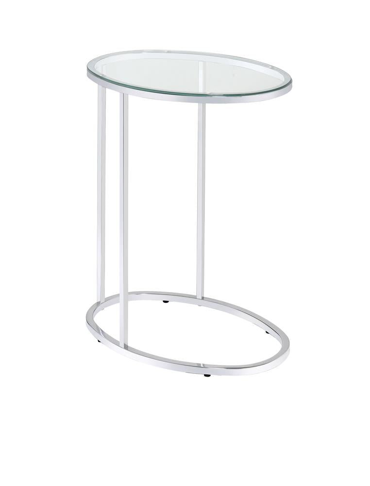 Kyle Oval Snack Table Chrome/Clear - 902927 - Bien Home Furniture & Electronics