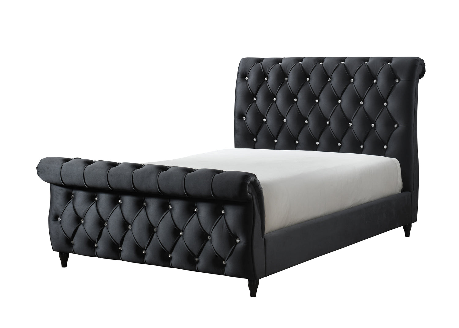 Kyrie Black King Upholstered Bed - SET | 5101BK-K-HB | 5101BK-K-FB | 5101BK-KQ-RAIL - Bien Home Furniture &amp; Electronics