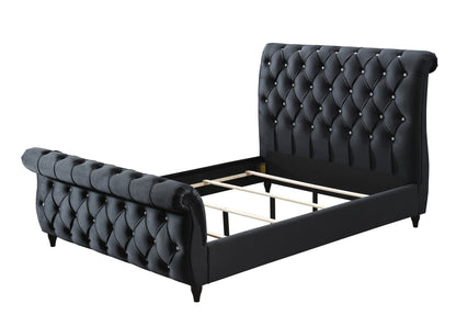 Kyrie Black King Upholstered Bed - SET | 5101BK-K-HB | 5101BK-K-FB | 5101BK-KQ-RAIL - Bien Home Furniture &amp; Electronics