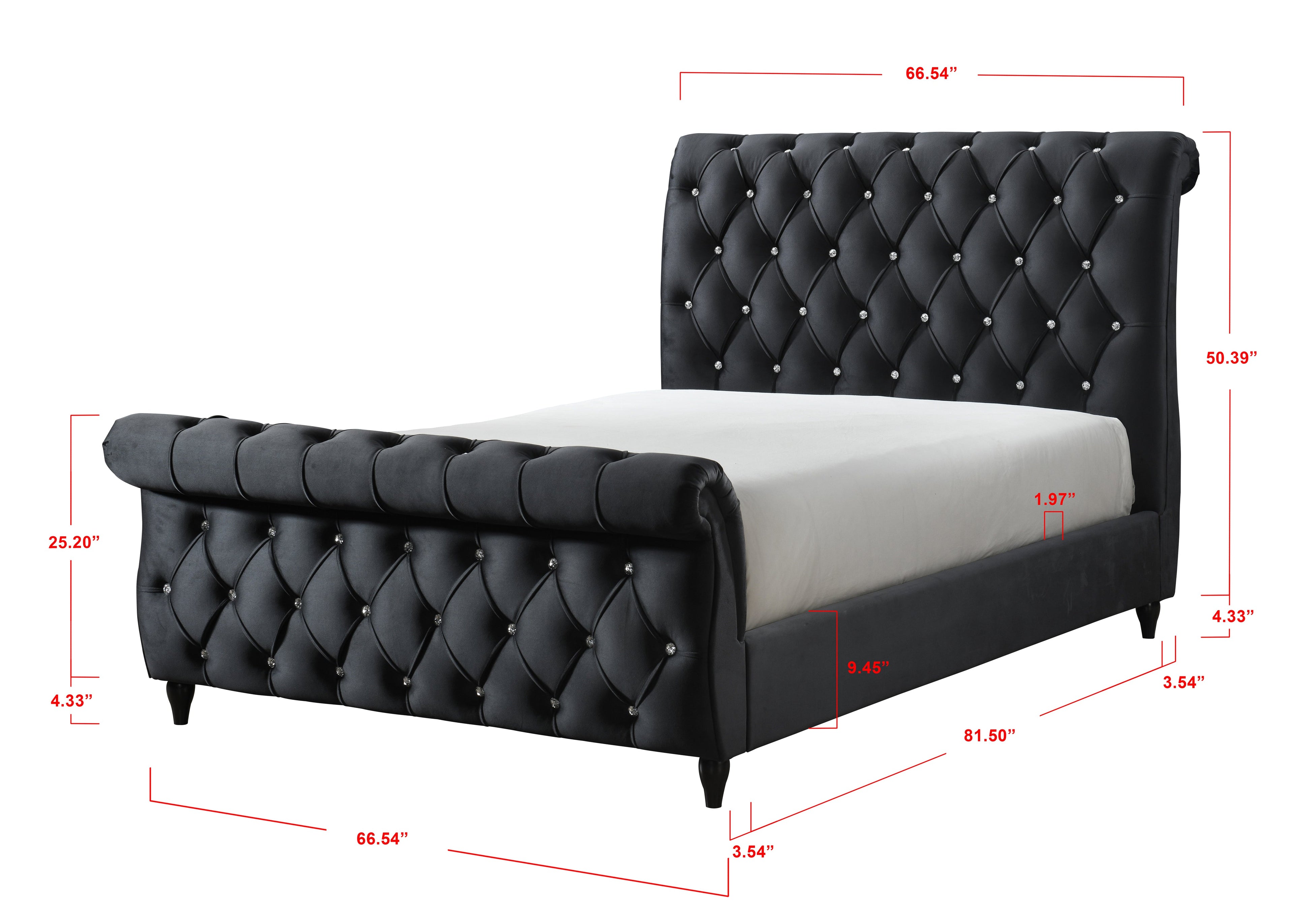 Kyrie Black King Upholstered Bed - SET | 5101BK-K-HB | 5101BK-K-FB | 5101BK-KQ-RAIL - Bien Home Furniture &amp; Electronics