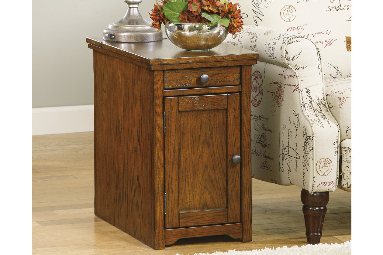 Laflorn Brown Chairside End Table with USB Ports &amp; Outlets - T127-699 - Bien Home Furniture &amp; Electronics