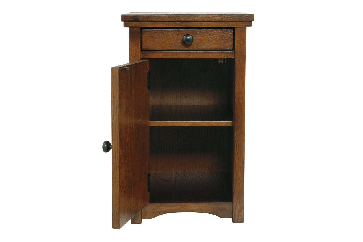 Laflorn Brown Chairside End Table with USB Ports &amp; Outlets - T127-699 - Bien Home Furniture &amp; Electronics