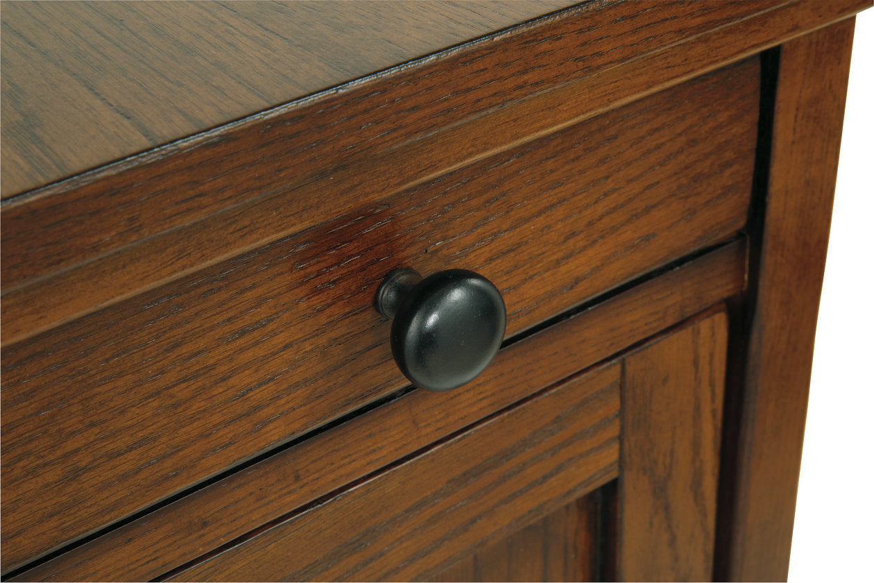 Laflorn Brown Chairside End Table with USB Ports &amp; Outlets - T127-699 - Bien Home Furniture &amp; Electronics