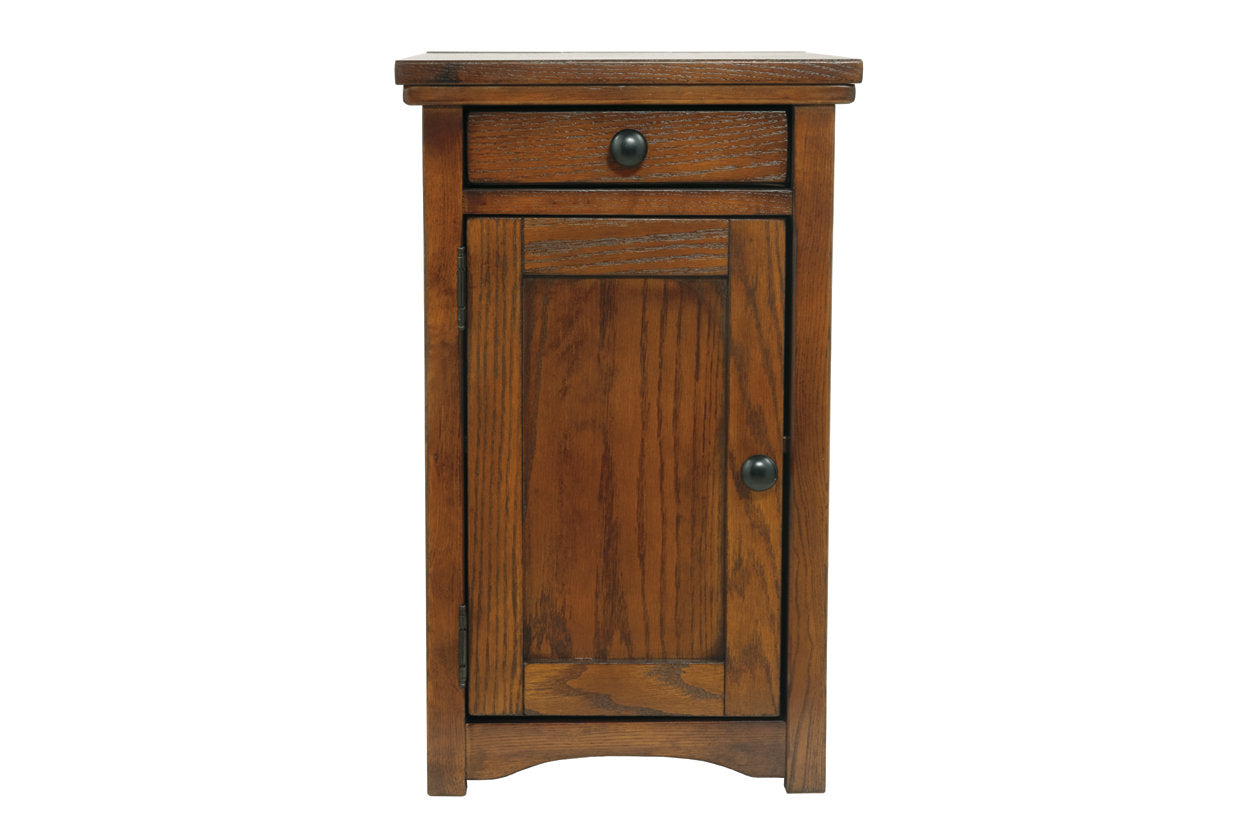 Laflorn Brown Chairside End Table with USB Ports &amp; Outlets - T127-699 - Bien Home Furniture &amp; Electronics