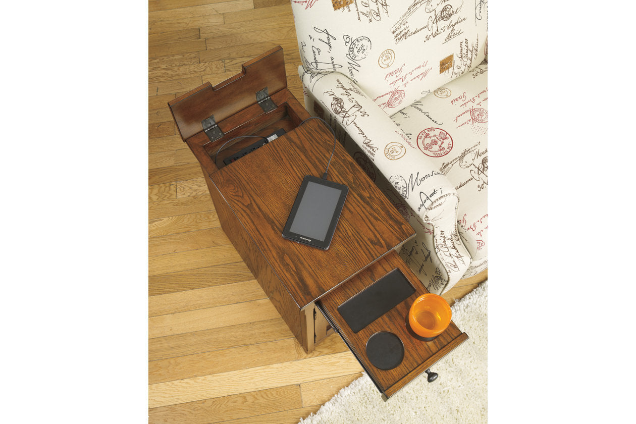 Laflorn Brown Chairside End Table with USB Ports &amp; Outlets - T127-699 - Bien Home Furniture &amp; Electronics