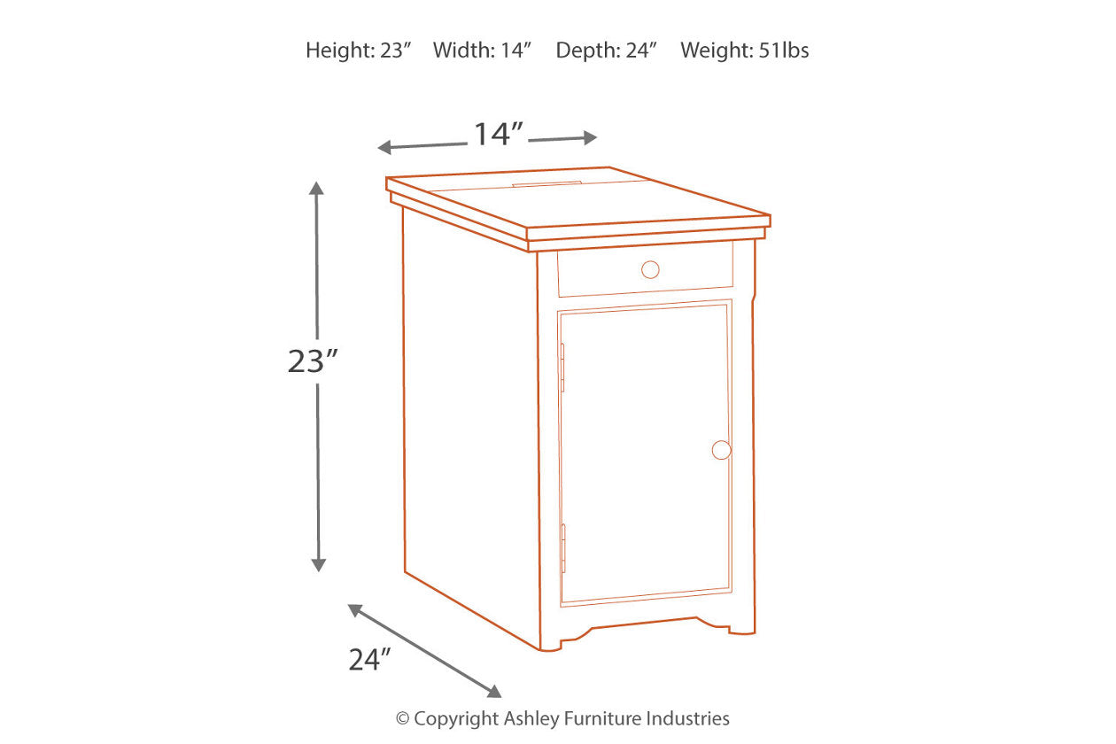 Laflorn Brown Chairside End Table with USB Ports &amp; Outlets - T127-699 - Bien Home Furniture &amp; Electronics