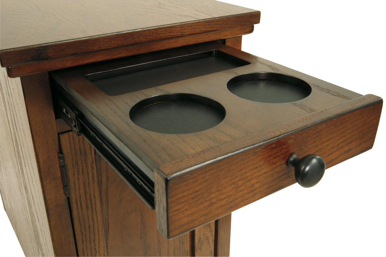 Laflorn Brown Chairside End Table with USB Ports &amp; Outlets - T127-699 - Bien Home Furniture &amp; Electronics