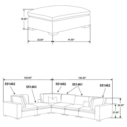 Lakeview 5-piece Upholstered Modular Sectional Sofa Dark Chocolate - 551464-SETB - Bien Home Furniture &amp; Electronics