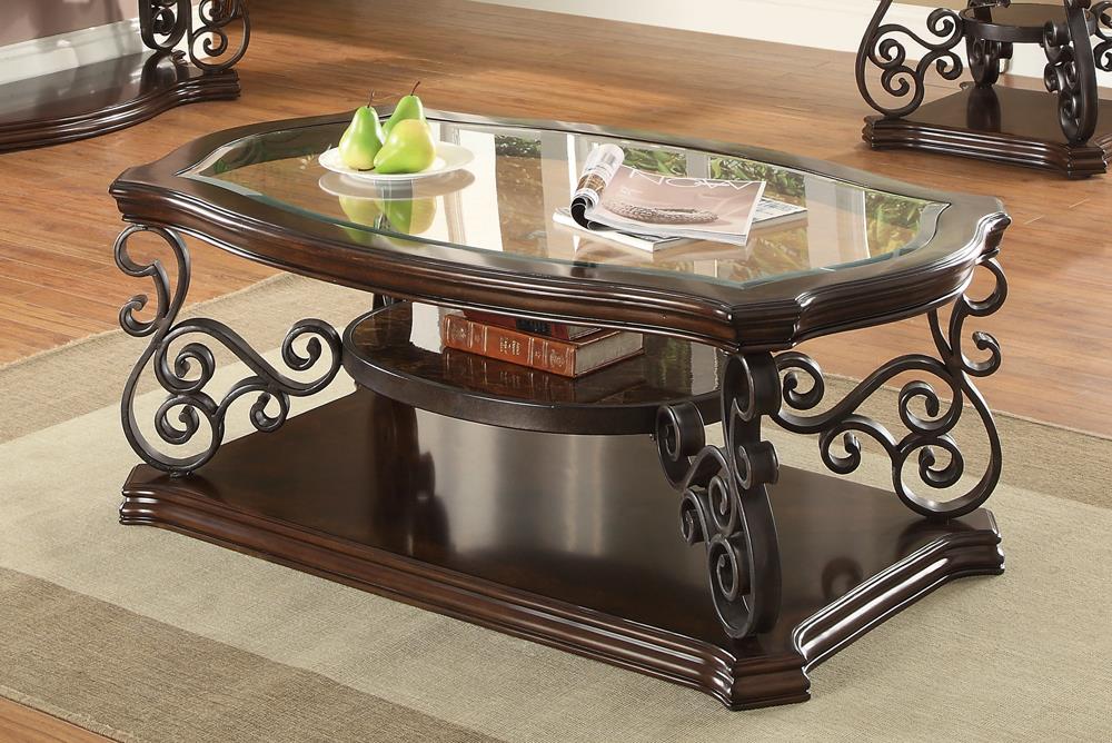 Laney Deep Merlot/Clear Coffee Table - 702448 - Bien Home Furniture &amp; Electronics