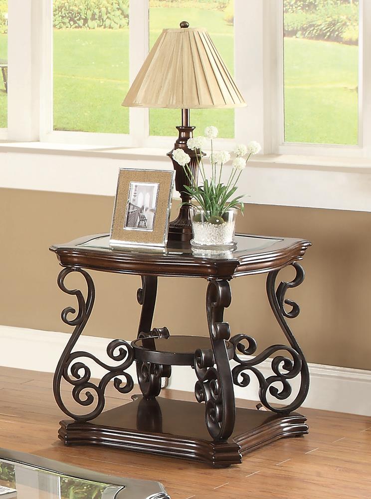 Laney End Table Deep Merlot/Clear - 702447 - Bien Home Furniture &amp; Electronics