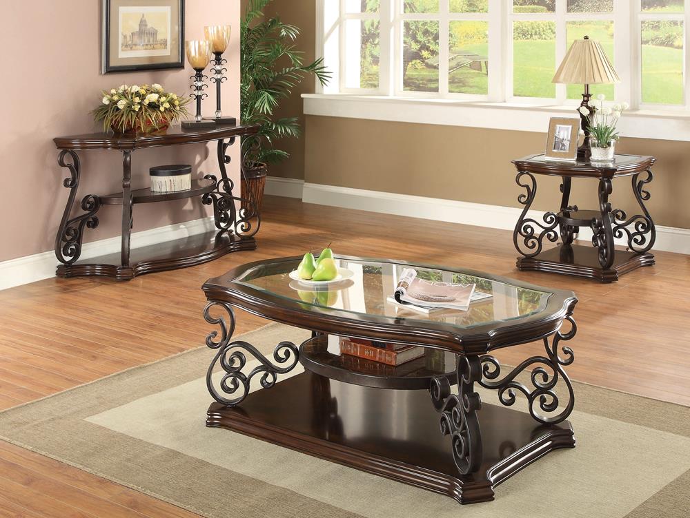 Laney Sofa Table Deep Merlot/Clear - 702449 - Bien Home Furniture &amp; Electronics