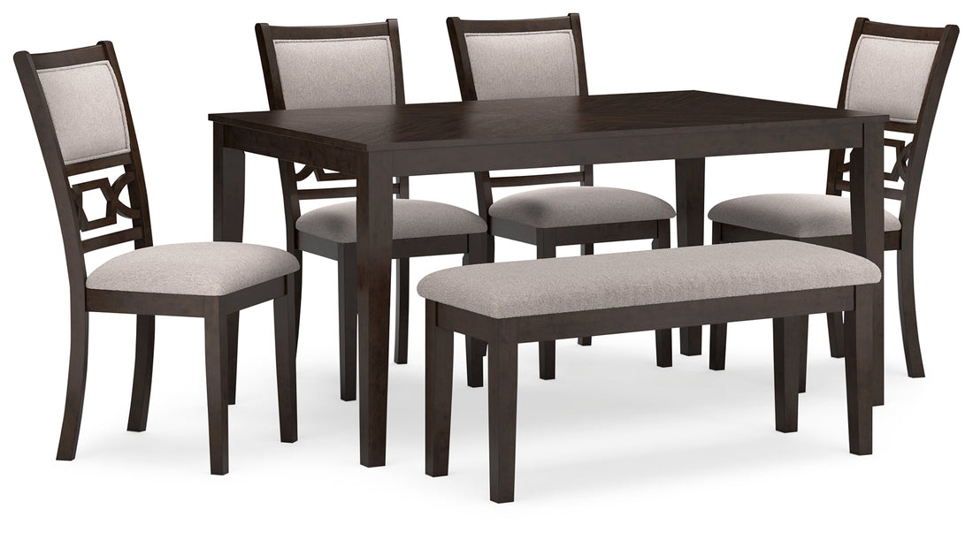 Langwest Brown Dining Table and 4 Chairs and Bench (Set of 6) - D422-325 - Bien Home Furniture &amp; Electronics