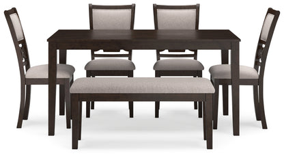 Langwest Brown Dining Table and 4 Chairs and Bench (Set of 6) - D422-325 - Bien Home Furniture &amp; Electronics