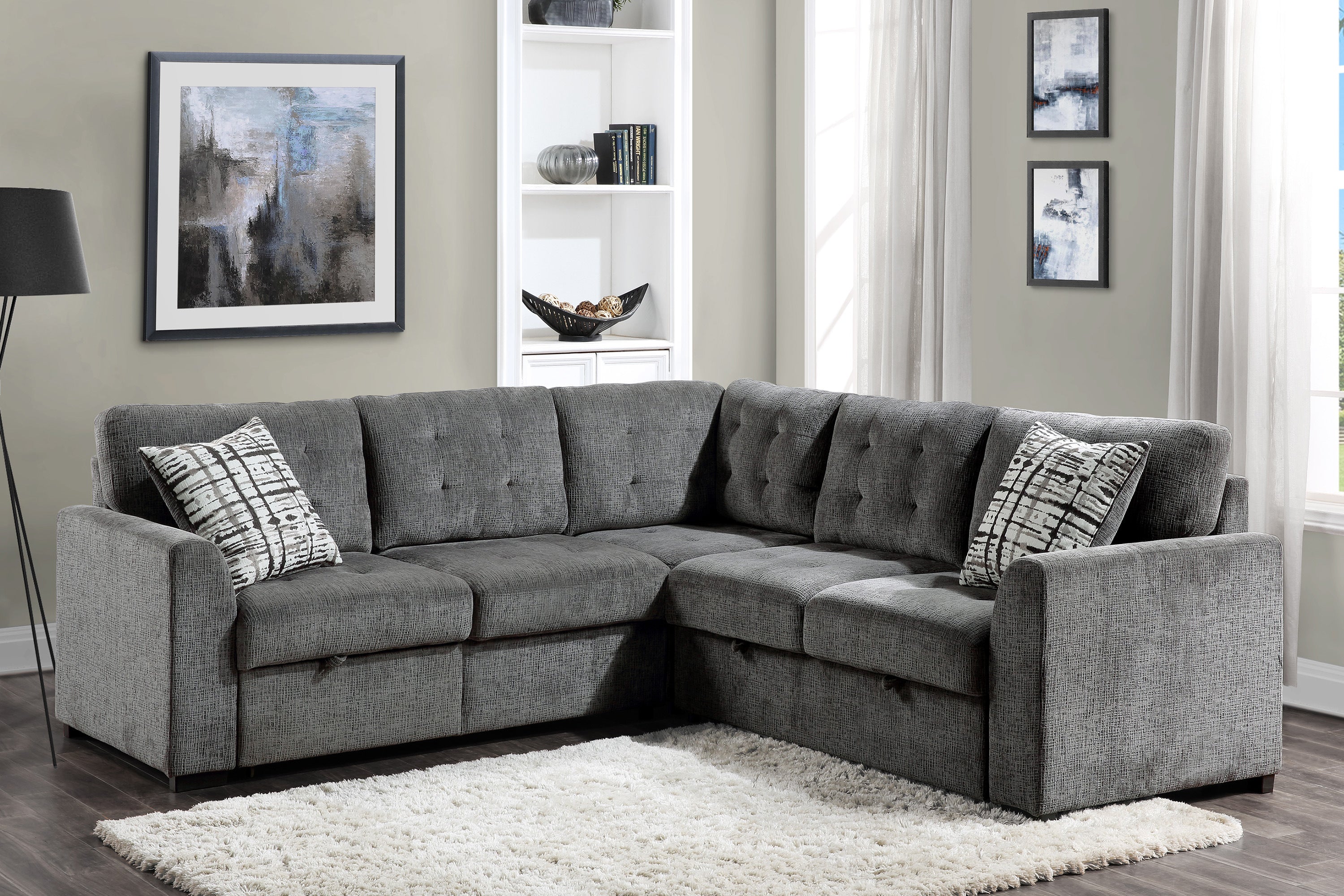 Lanning Gray Sleeper Sectional - 9311GY*SC - Bien Home Furniture &amp; Electronics