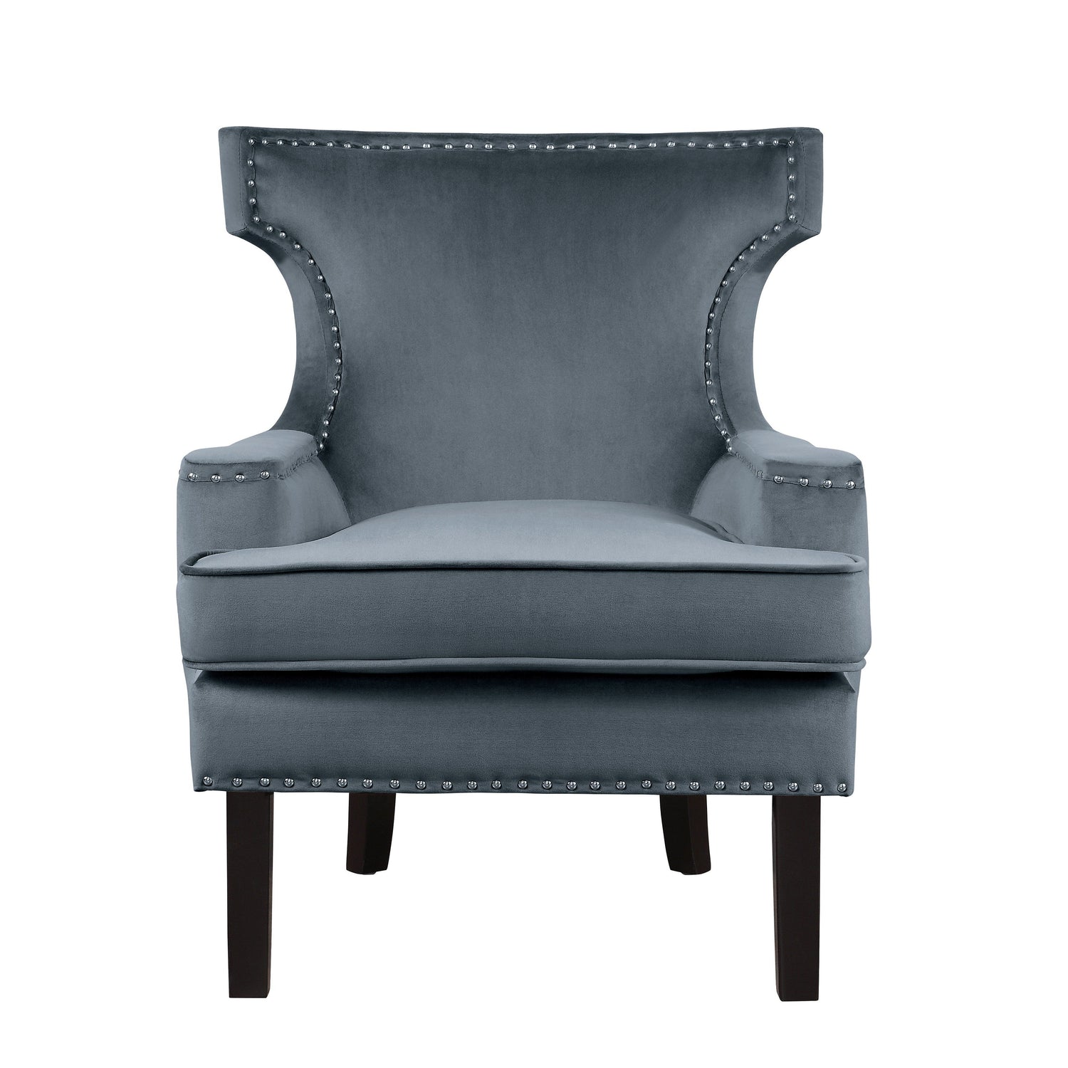 Lapis Gray Velvet Accent Chair - 1190GY-1 - Bien Home Furniture &amp; Electronics