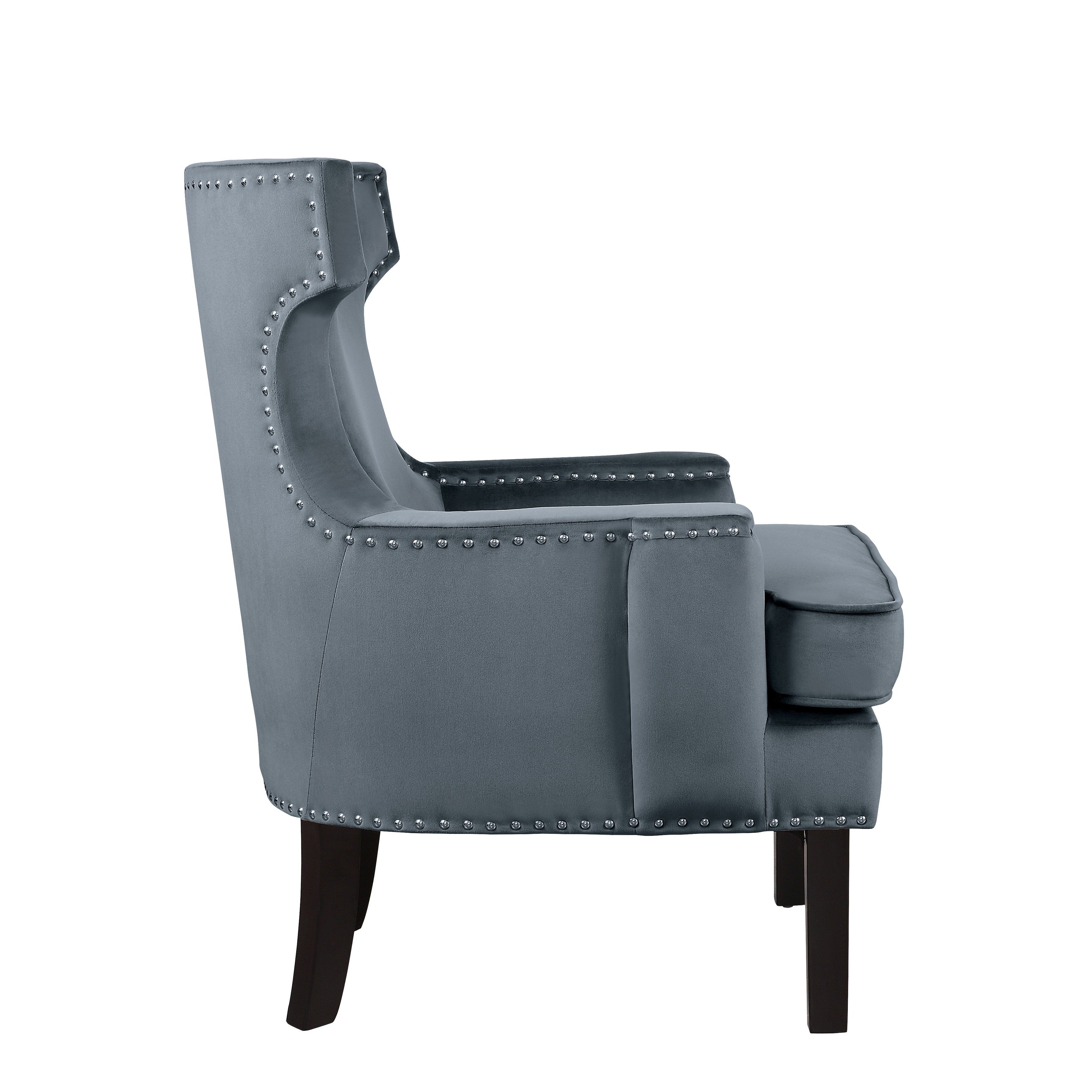 Lapis Gray Velvet Accent Chair - 1190GY-1 - Bien Home Furniture &amp; Electronics