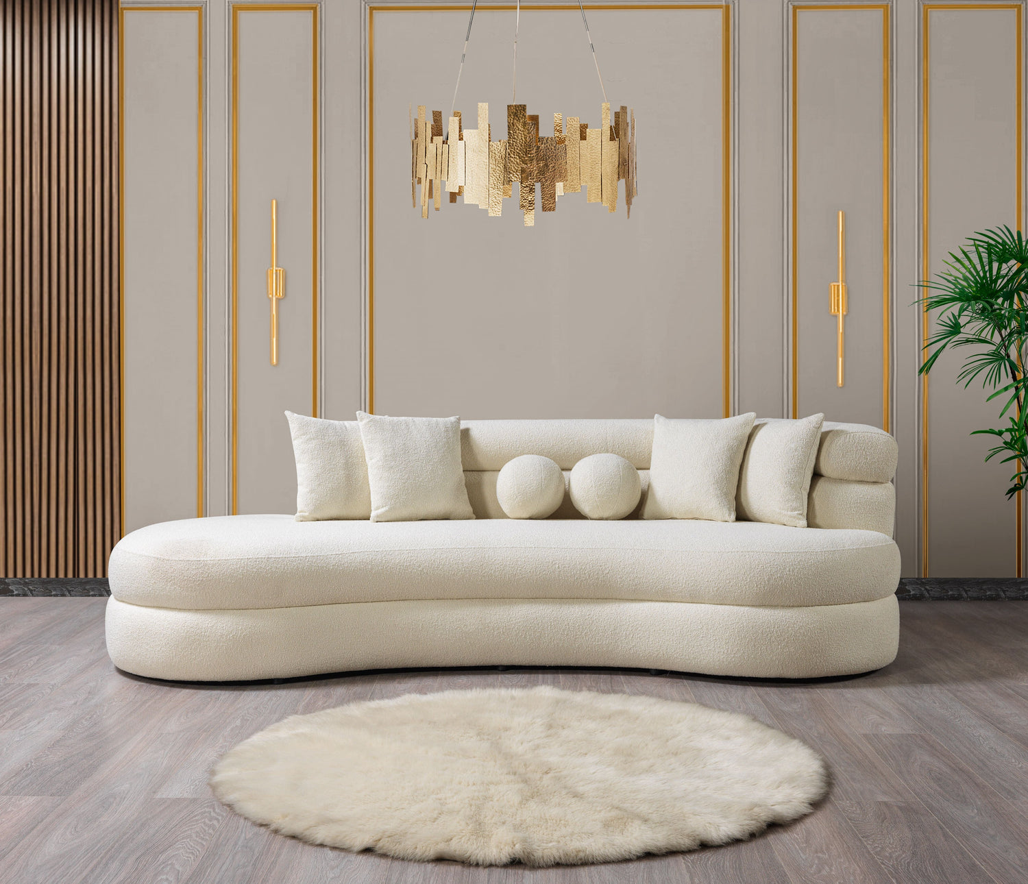 Larissa Ivory Boucle Chaise Lounge - LARISSAIV-CHAISE - Bien Home Furniture &amp; Electronics