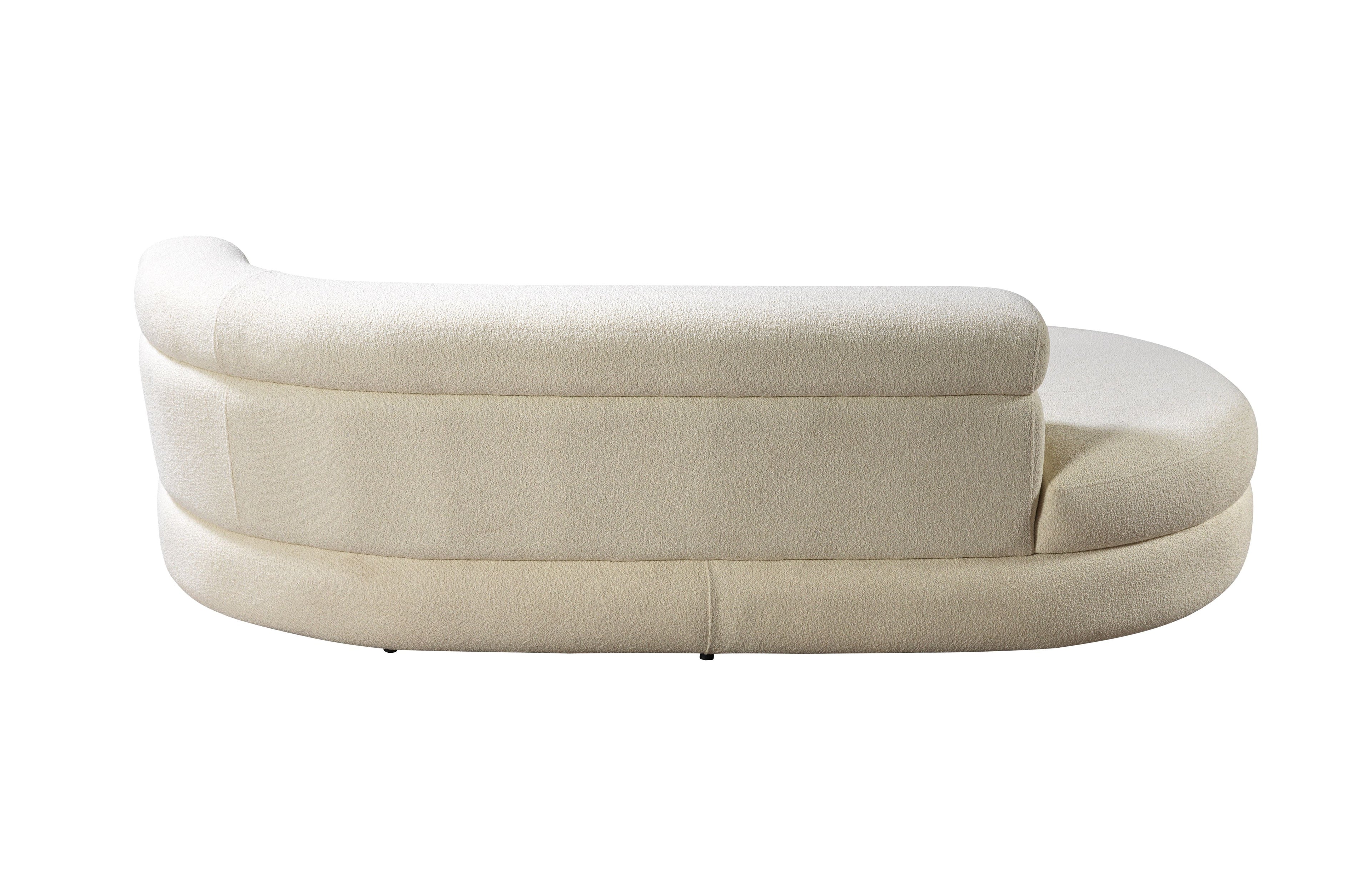 Larissa Ivory Boucle Chaise Lounge - LARISSAIV-CHAISE - Bien Home Furniture &amp; Electronics