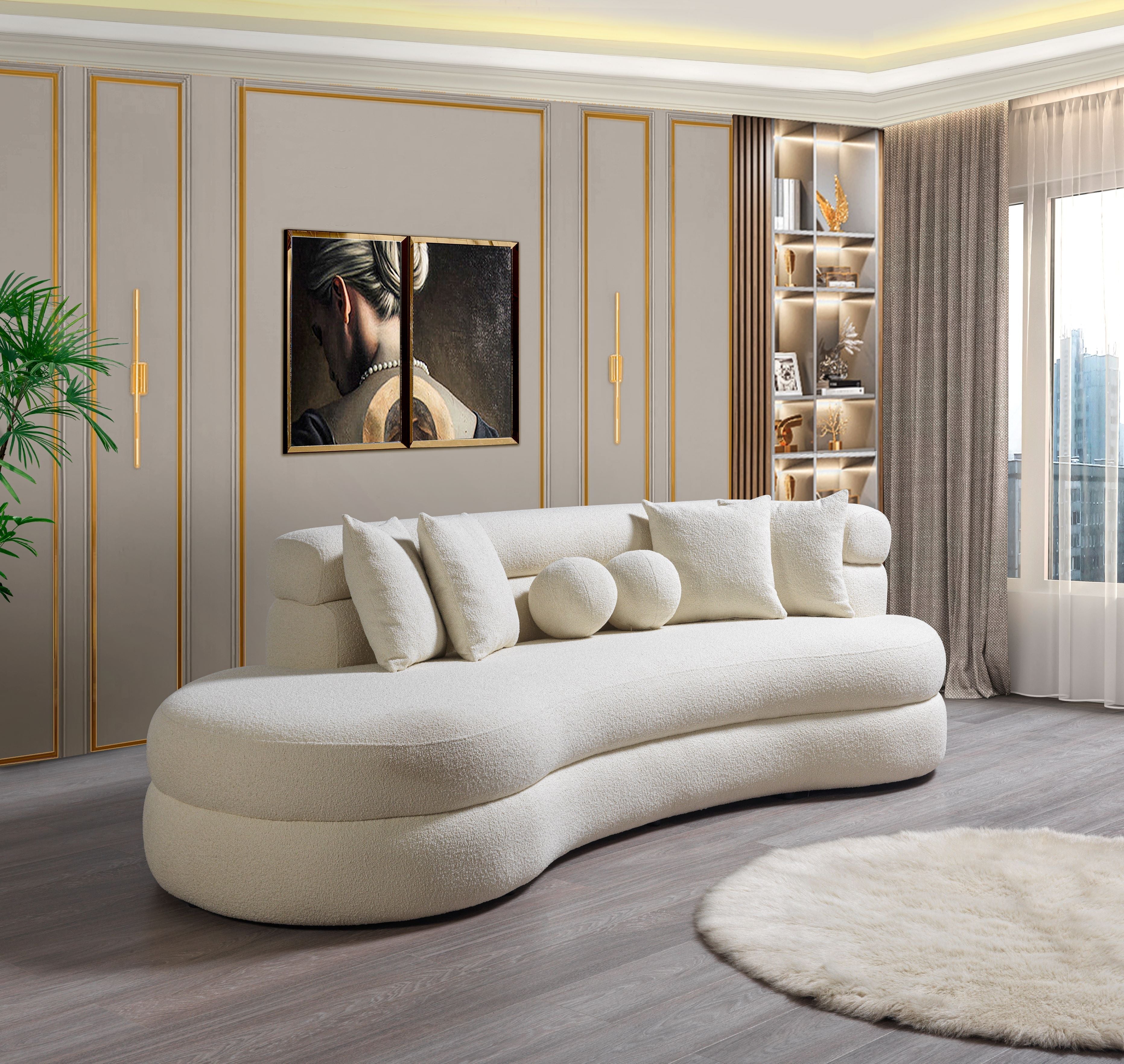 Larissa Ivory Boucle Chaise Lounge - LARISSAIV-CHAISE - Bien Home Furniture &amp; Electronics