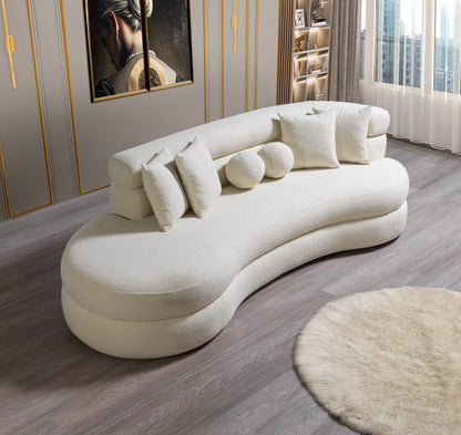 Larissa Ivory Boucle Chaise Lounge - LARISSAIV-CHAISE - Bien Home Furniture &amp; Electronics