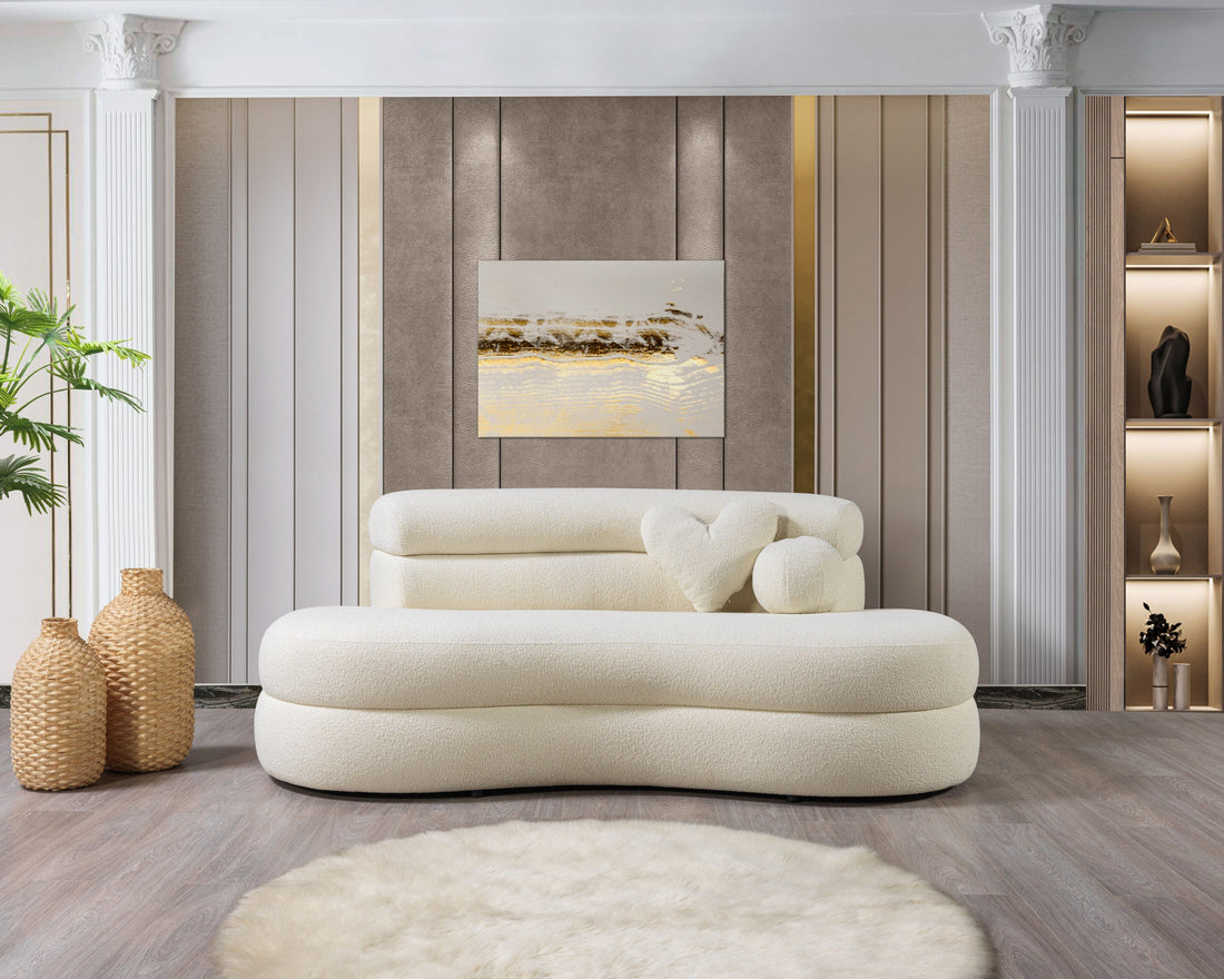 Larissa Ivory Boucle Loveseat - LARISSAIVORY-L - Bien Home Furniture & Electronics