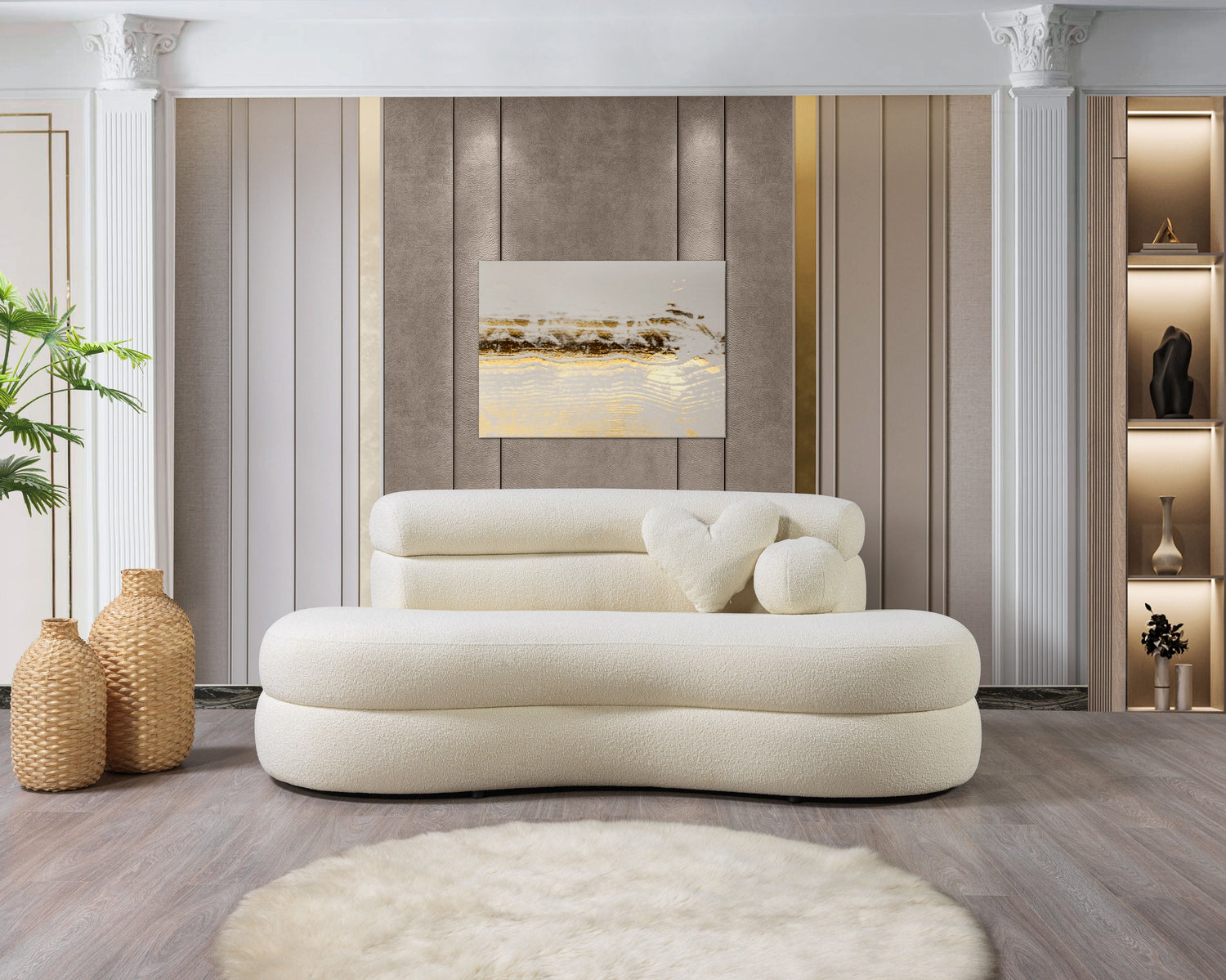Larissa Ivory Boucle Loveseat - LARISSAIVORY-L - Bien Home Furniture &amp; Electronics