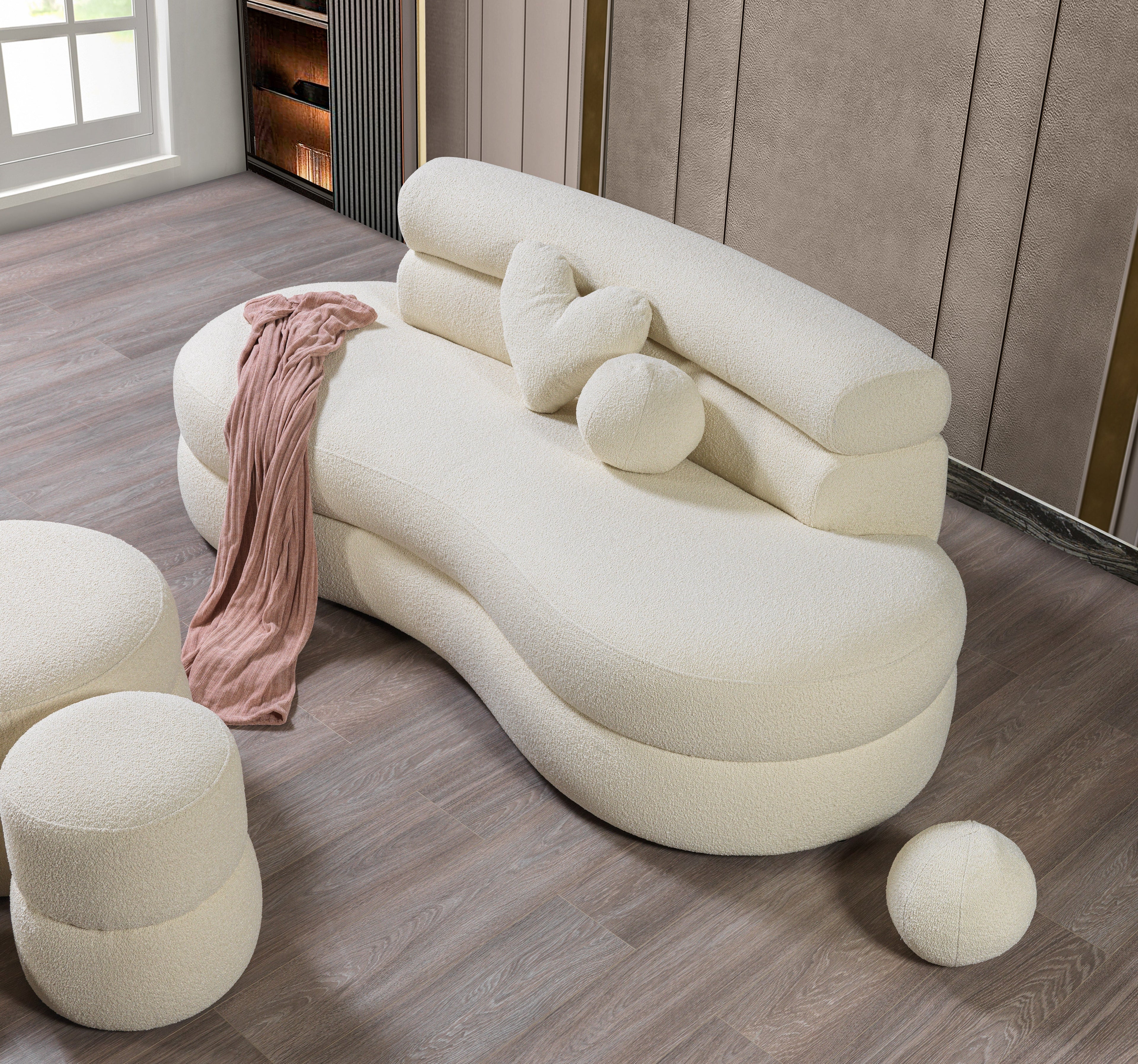 Larissa Ivory Boucle Loveseat - LARISSAIVORY-L - Bien Home Furniture &amp; Electronics