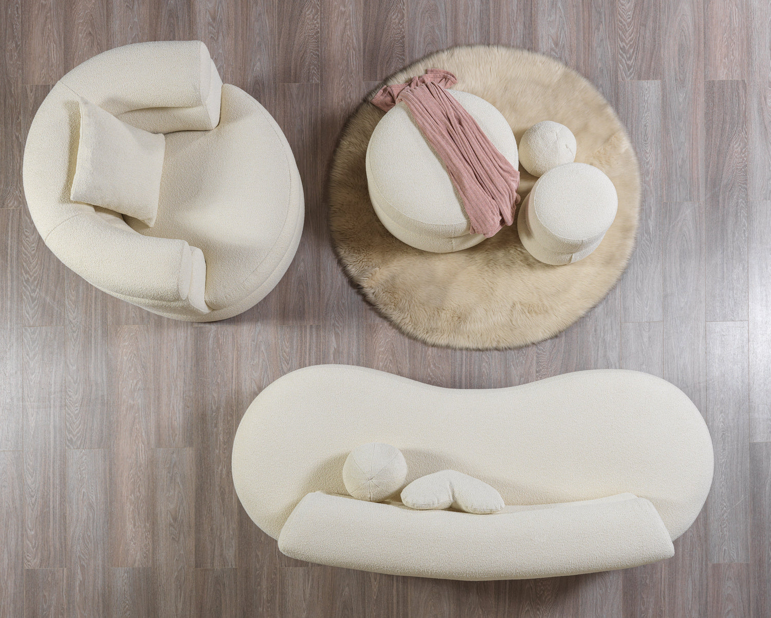 Larissa Ivory Boucle Loveseat - LARISSAIVORY-L - Bien Home Furniture &amp; Electronics