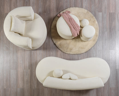Larissa Ivory Boucle Loveseat - LARISSAIVORY-L - Bien Home Furniture &amp; Electronics