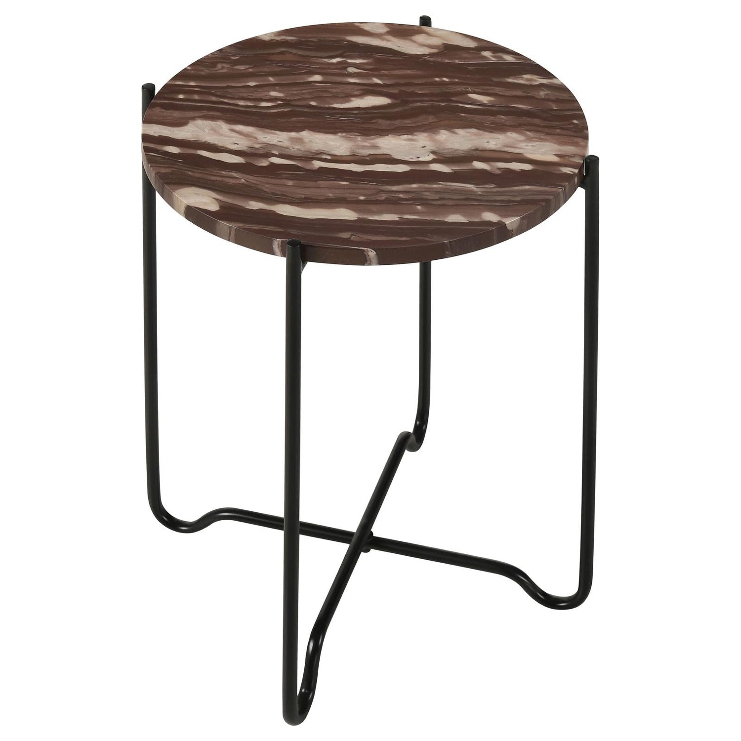 Latifa Red/Black Round Accent Table with Marble Top - 936010 - Bien Home Furniture &amp; Electronics