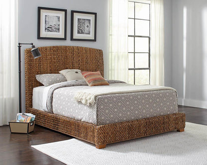 Laughton California King Hand-Woven Banana Leaf Bed Amber - 300501KW - Bien Home Furniture &amp; Electronics
