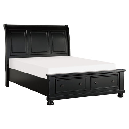 Laurelin Black King Sleigh Storage Platform Bed - SET | 1714KBK-1 | 1714KBK-2 | 1714BK-3 - Bien Home Furniture &amp; Electronics