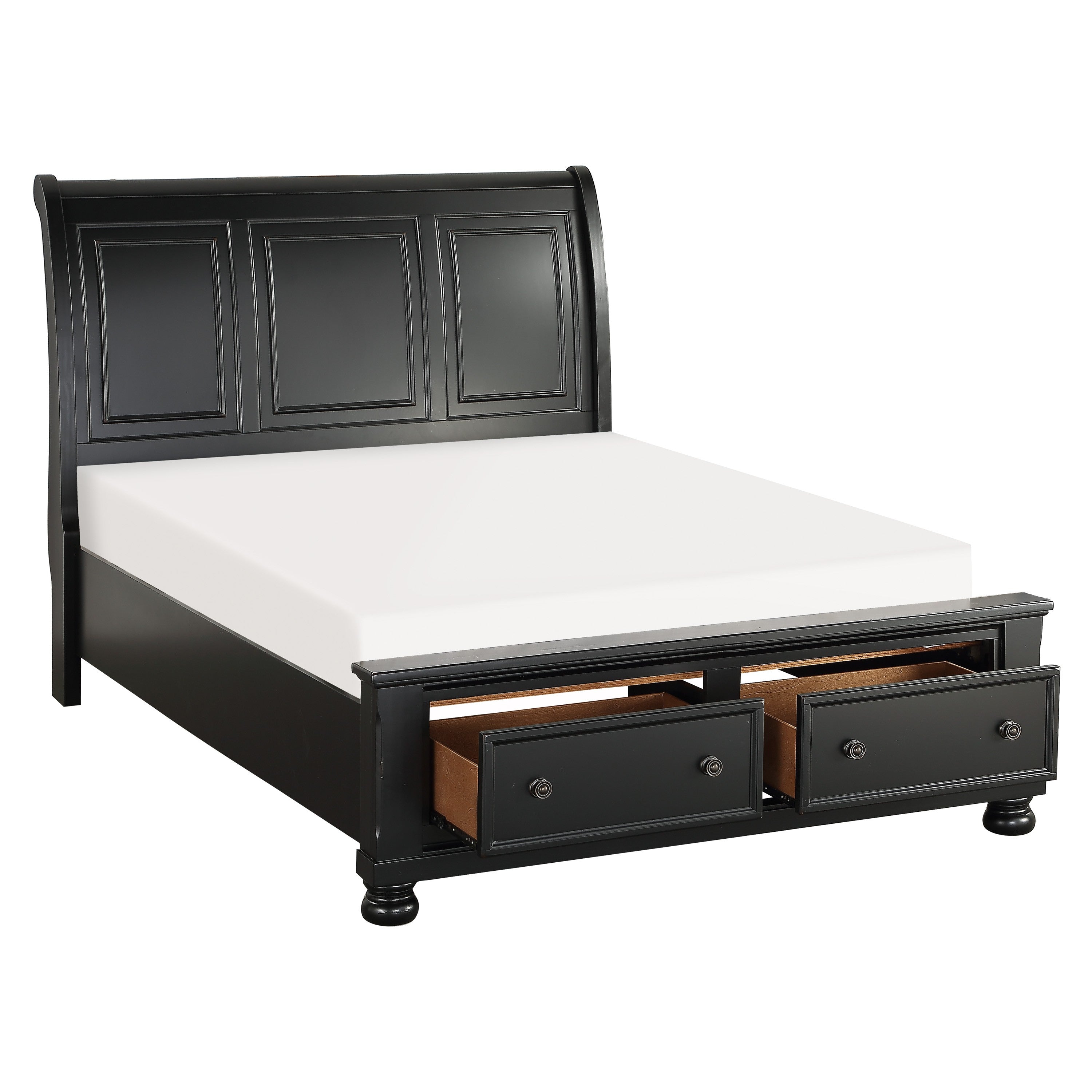 Laurelin Black King Sleigh Storage Platform Bed - SET | 1714KBK-1 | 1714KBK-2 | 1714BK-3 - Bien Home Furniture &amp; Electronics