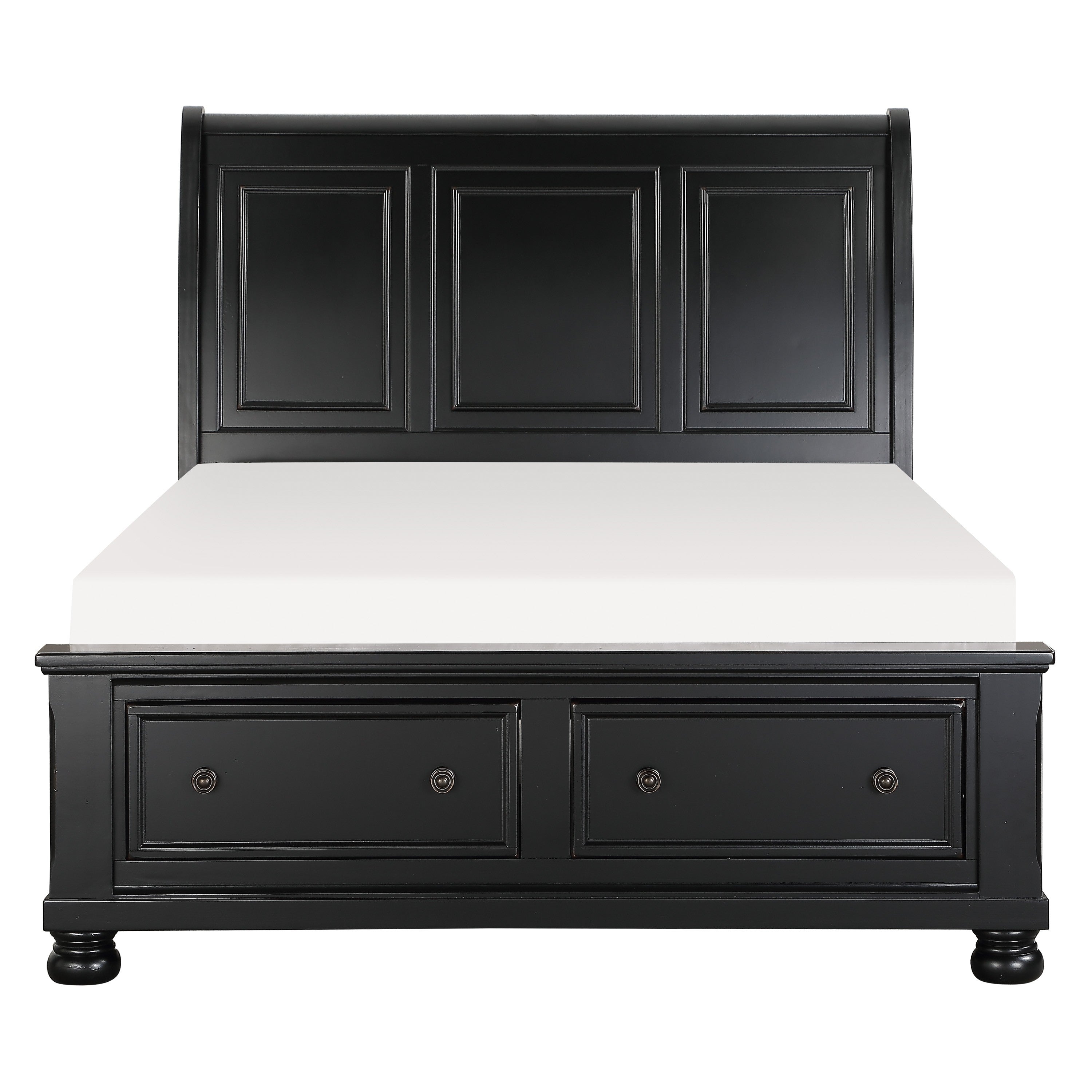 Laurelin Black King Sleigh Storage Platform Bed - SET | 1714KBK-1 | 1714KBK-2 | 1714BK-3 - Bien Home Furniture &amp; Electronics