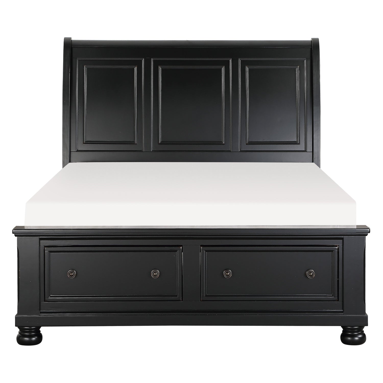 Laurelin Black Queen Sleigh Storage Platform Bed - SET | 1714BK-1 | 1714BK-2 | 1714BK-3 - Bien Home Furniture &amp; Electronics