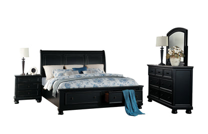 Laurelin Black Sleigh Storage Platform Bedroom Set - SET | 1714BK-3 | 1714BK-5 | 1714BK-6 | 1714BK-4 | 1714BK-9 | 1714KBK-1 | 1714KBK-2 - Bien Home Furniture &amp; Electronics