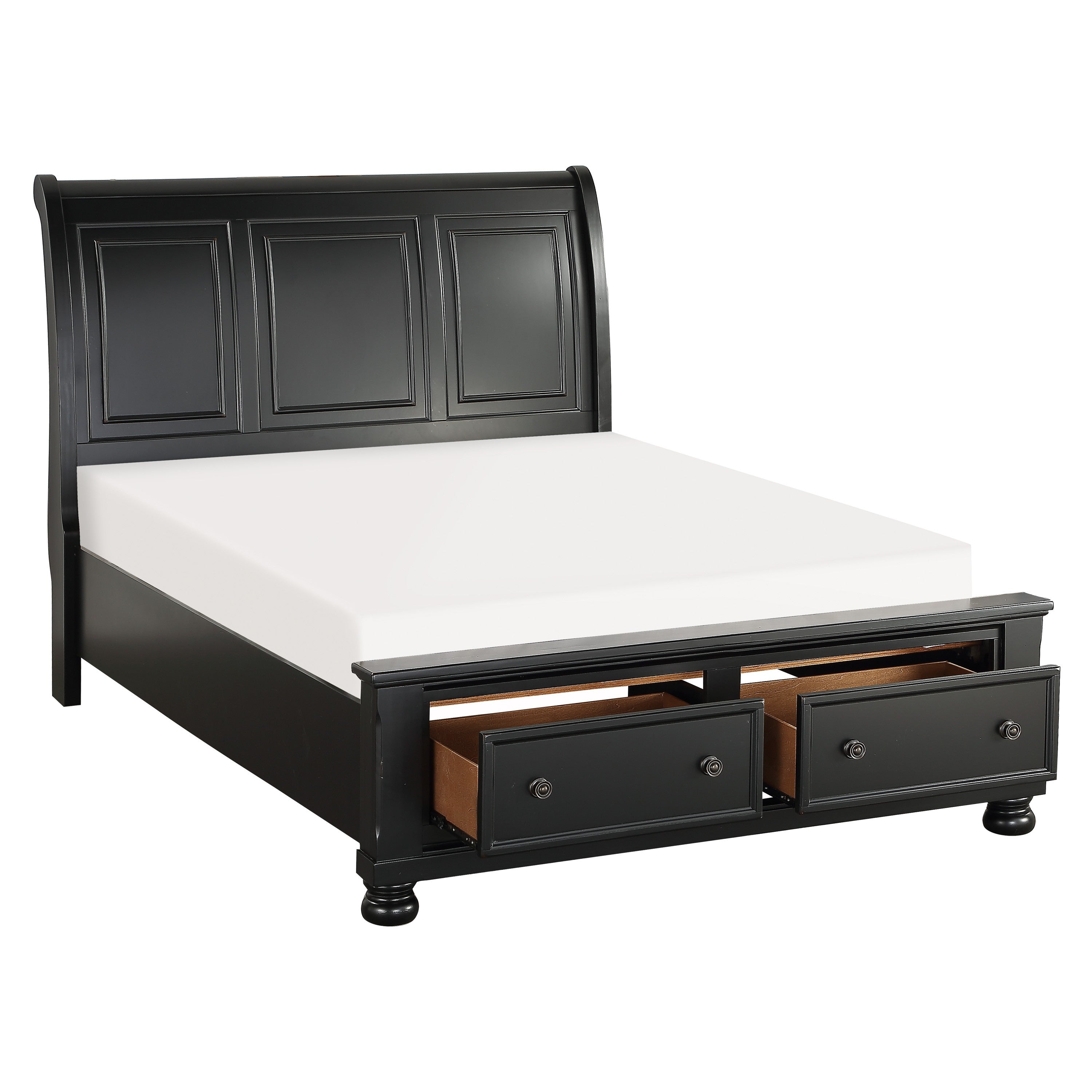 Laurelin Black Sleigh Storage Platform Bedroom Set - SET | 1714BK-3 | 1714BK-5 | 1714BK-6 | 1714BK-4 | 1714BK-9 | 1714KBK-1 | 1714KBK-2 - Bien Home Furniture &amp; Electronics