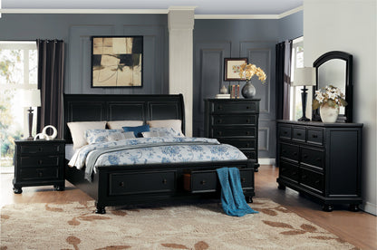 Laurelin Black Sleigh Storage Platform Bedroom Set - SET | 1714BK-3 | 1714BK-5 | 1714BK-6 | 1714BK-4 | 1714BK-9 | 1714KBK-1 | 1714KBK-2 - Bien Home Furniture &amp; Electronics