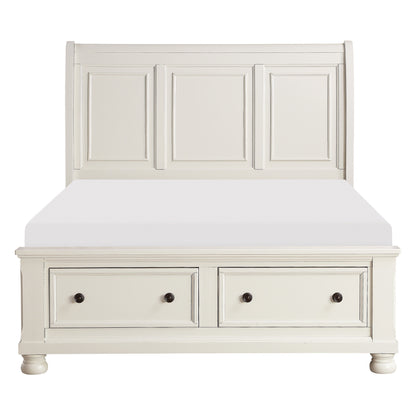 Laurelin White King Sleigh Storage Platform Bed - SET | 1714KW-1 | 1714KW-2 | 1714W-3 - Bien Home Furniture &amp; Electronics